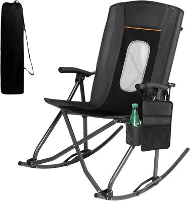 Black Mesh Back High Back Folding Camping Chair for Outdoor Activities Supports 130kg