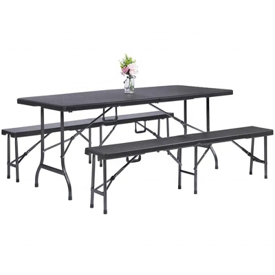 Foldable Outdoor Furniture Dining Set With Handle And Imitated Rattan Material