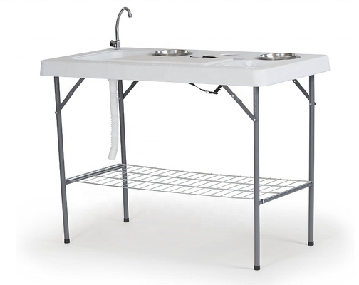 Convenient Outdoor Camping Folding Fish Fillet Table with Sink and Alumium Frame