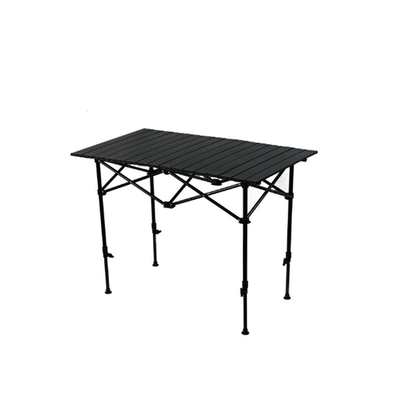 Lightweight Iron Outdoor Camping Picnic Height Adjustable Folding Roll Wooden Table