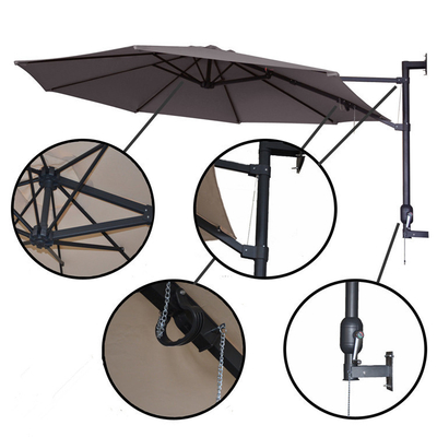 Polyester Fabric Steel Round Waterproof Eave Parasol Wall Umbrella for Adults Outdoor