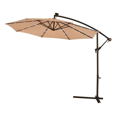 Outdoor Funiture Color Customized 2.7M Hand Crank Sunshade with Led Light Iron Umbrella