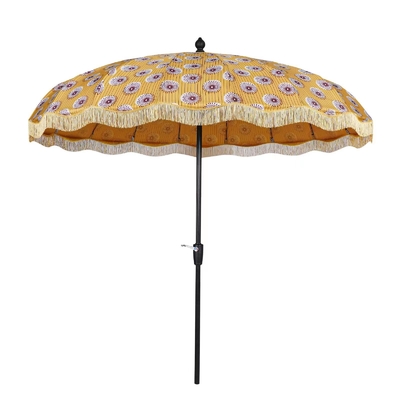 Modern Design Style 18K Fiberglass Ribs 160G Polyester Outdoor Umbrella with Tassels
