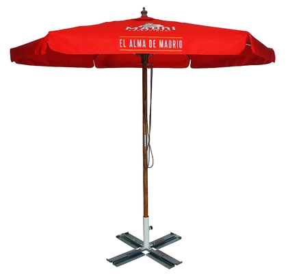 Sunshade Beach Picnic Straight Umbrella with Push Open Lift System and Custom Wooden